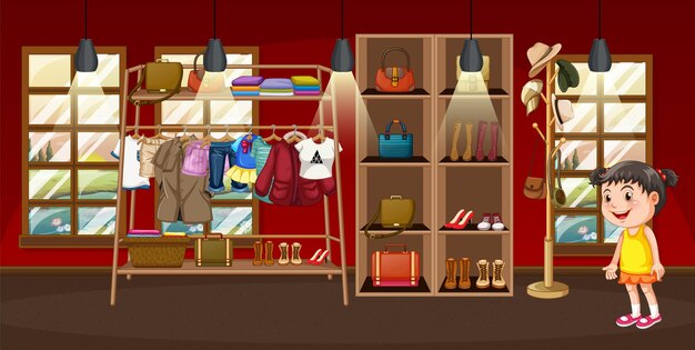 Escena con chica comprando ropa.