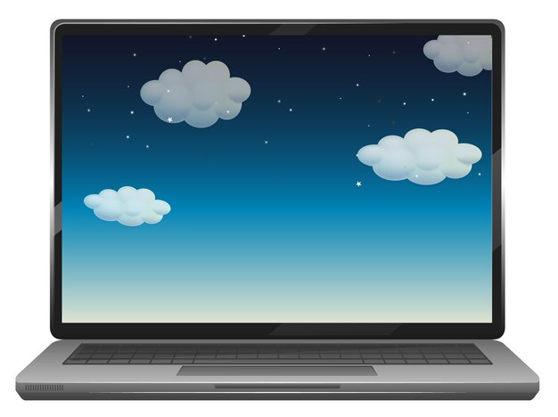 Escena del cielo en el escritorio de la computadora portátil
