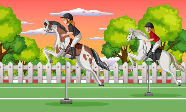 Una escena de corredor de caballos en el hipódromo.