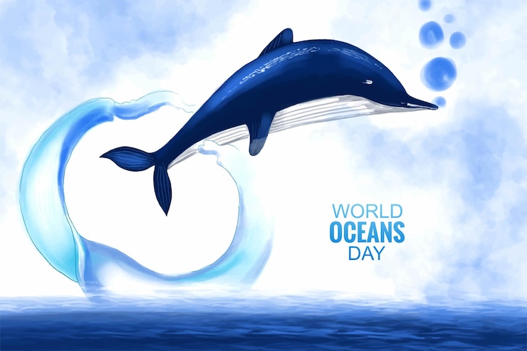 Vector gratuito escena de debajo del océano en fondo azul.