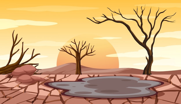 Escena de deforestación con tierra de sequía