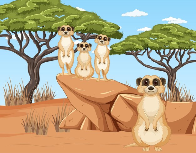 Escena del desierto con grupo merket.