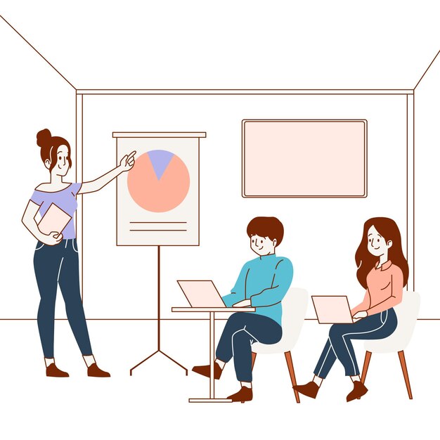 Escena del día de trabajo de dibujos animados