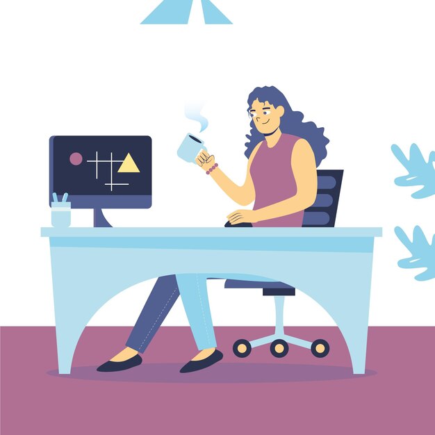 Escena de día de trabajo de diseño plano