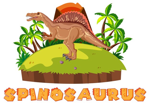 Escena con dinosaurios spinosaurus en la isla.
