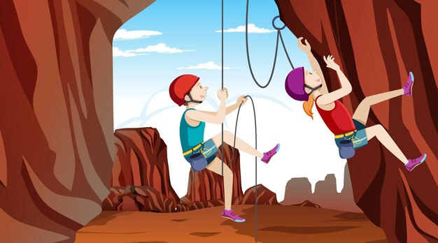 Escena de escalada en roca al aire libre