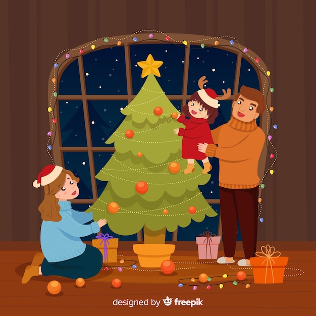 Escena familiar de navidad