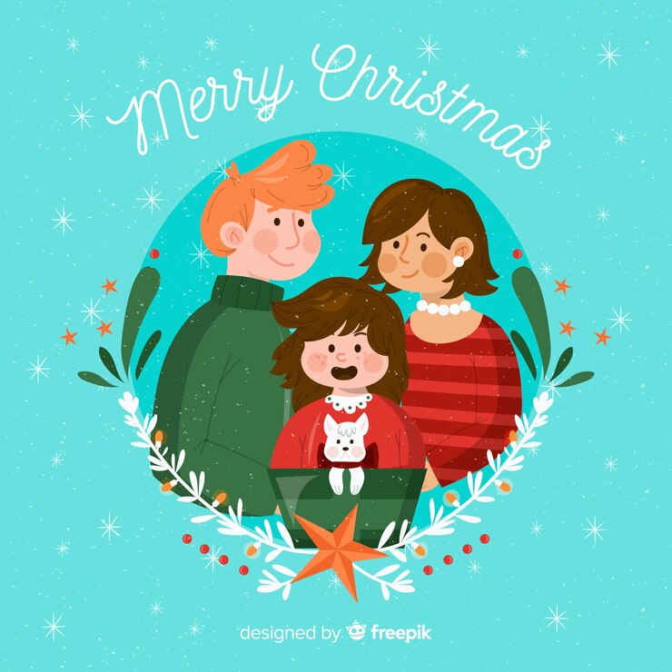 Vector gratuito escena familiar de navidad