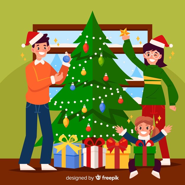 Escena familiar de navidad