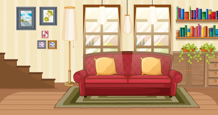 Vector gratuito escena de fondo de la sala de estar