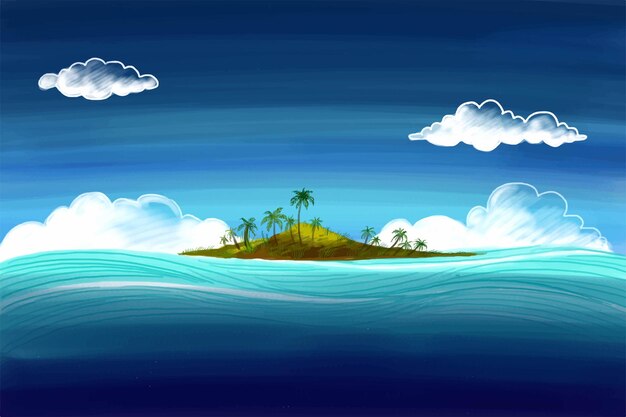 Escena con fondo de tarjeta de paisaje de playa de océano