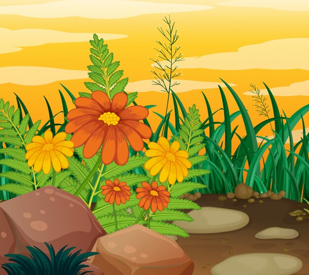 Vector gratuito escena de fondo con tema de la naturaleza