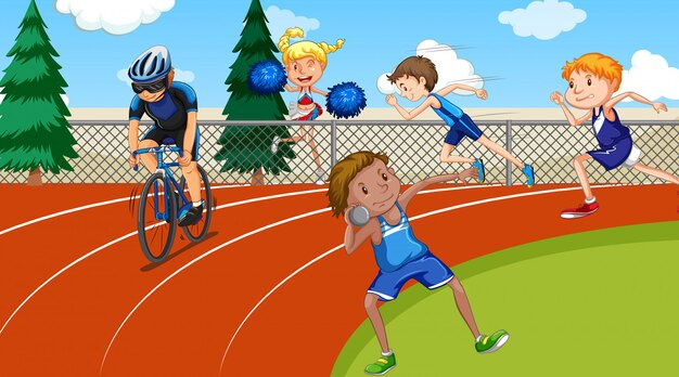 Escena con gente haciendo deportes de atletismo