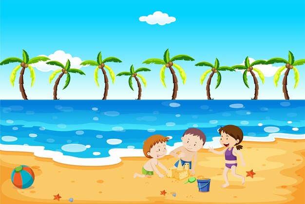 Escena con gente en la playa.