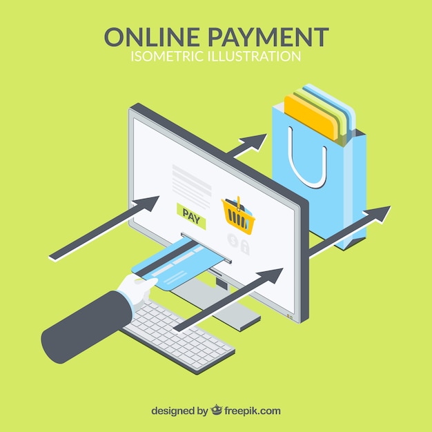 Escena isométrica acerca del comercio electrónico