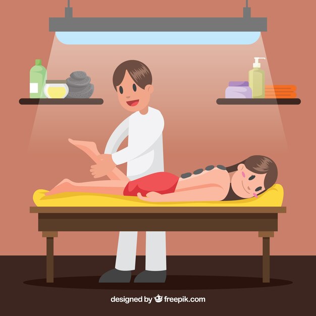 Escena de masajista en un spa