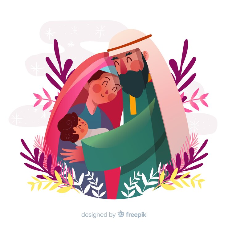 Vector gratuito escena de nacimiento navideño dibujada a mano