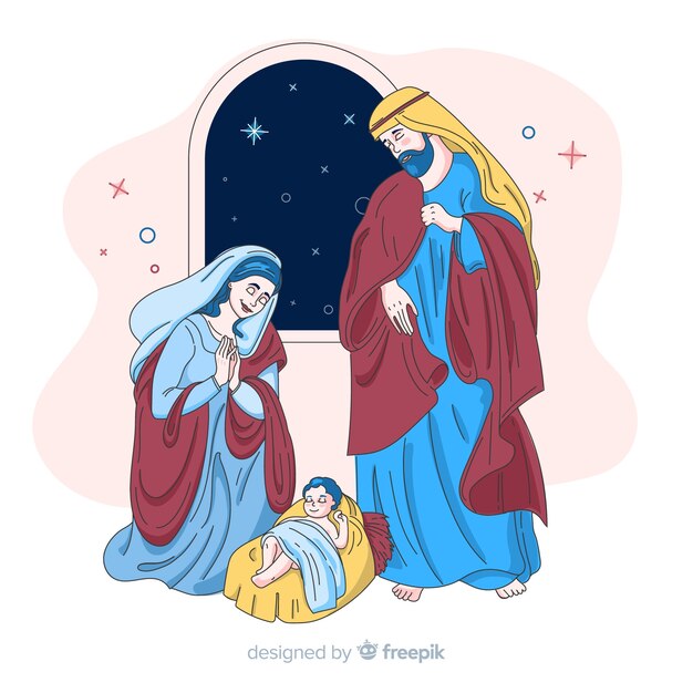 Escena de nacimiento navideño