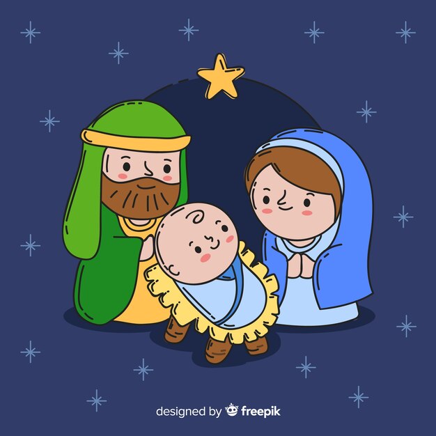 Escena natividad dibujos animados