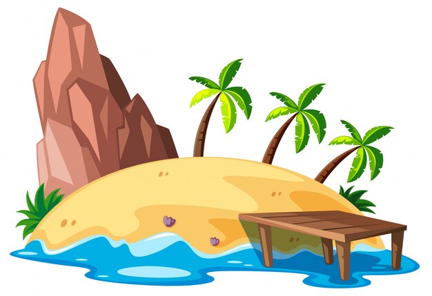 Escena de la naturaleza con isla y mar.