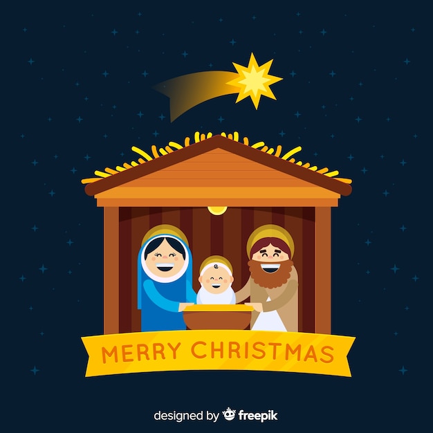 Vector gratuito escena de navidad flat