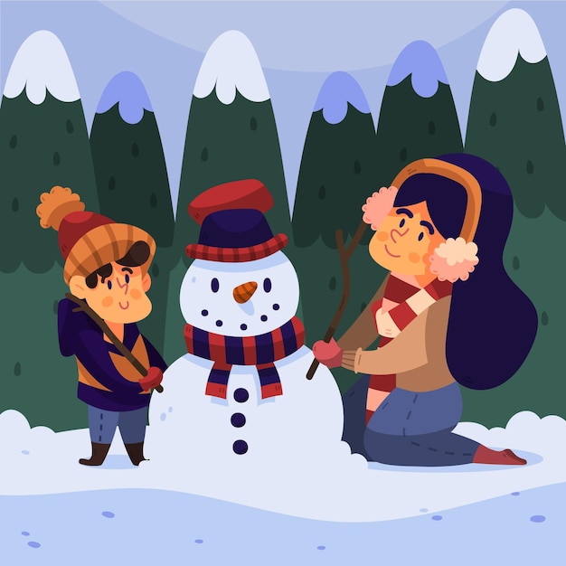 Escena de nieve navideña