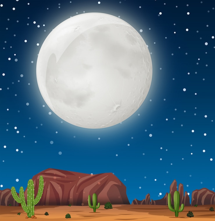 Vector gratuito una escena nocturna en el desierto.