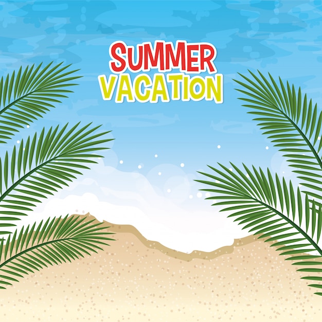 Vector gratuito escena de paisaje marino de vacaciones de verano