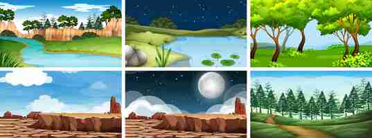 Vector gratuito escena de paisaje natural