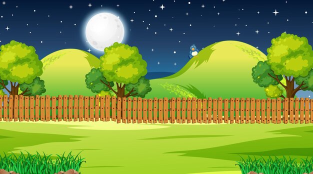 Escena del paisaje del parque natural en blanco por la noche