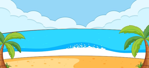 Vector gratuito escena de paisaje de playa vacía con cielo en blanco