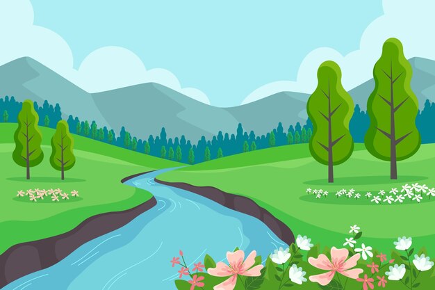 Escena del paisaje de primavera