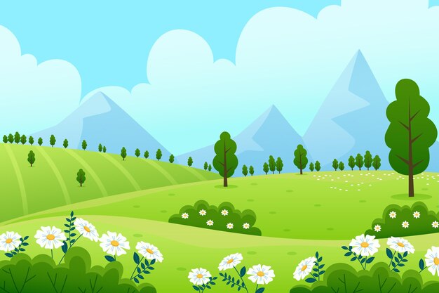 Escena del paisaje de primavera