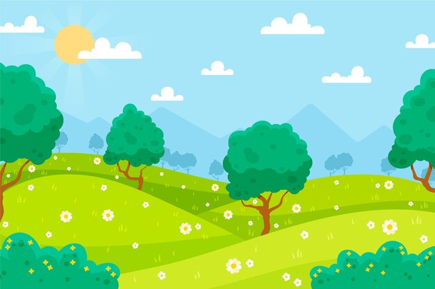 Escena de paisaje de primavera