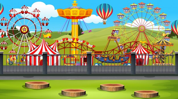 Escena del parque de atracciones