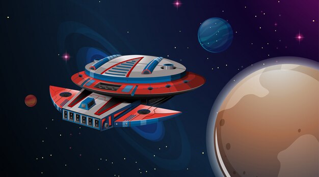 Escena del planeta de la nave espacial