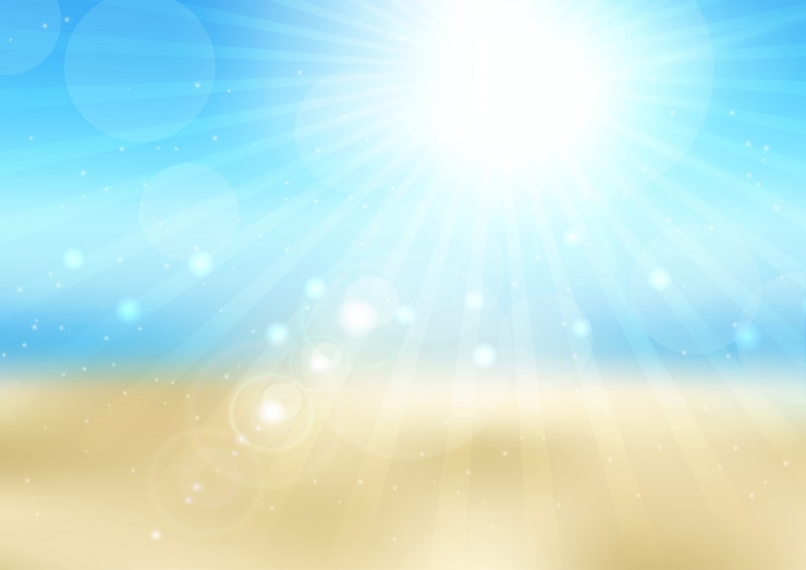 Vector gratuito escena de playa soleada desenfocada