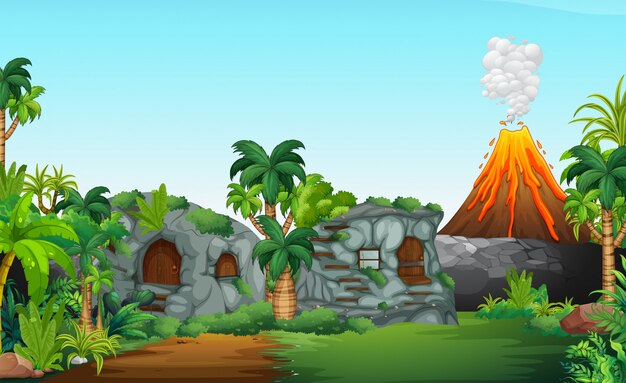 Una escena prehistórica de la naturaleza.