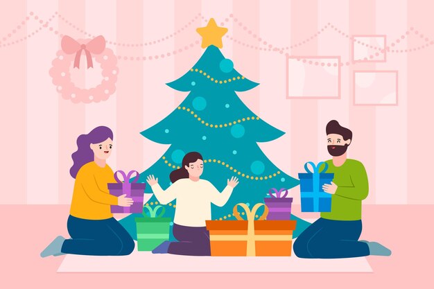 Escena de regalos de navidad
