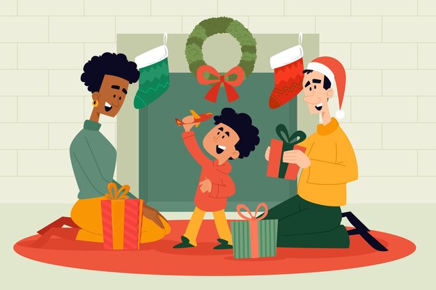 Escena de regalos de navidad