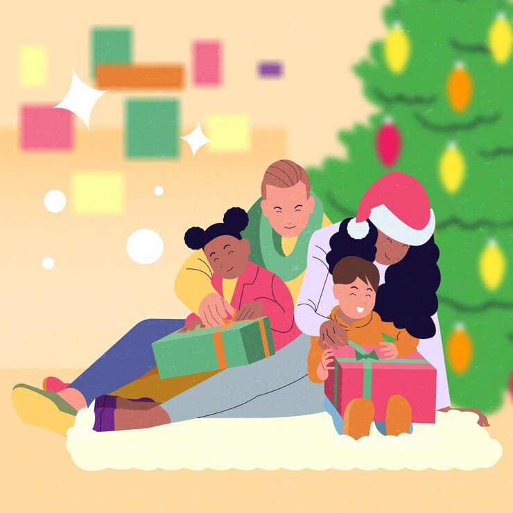 Vector gratuito escena de regalos de navidad