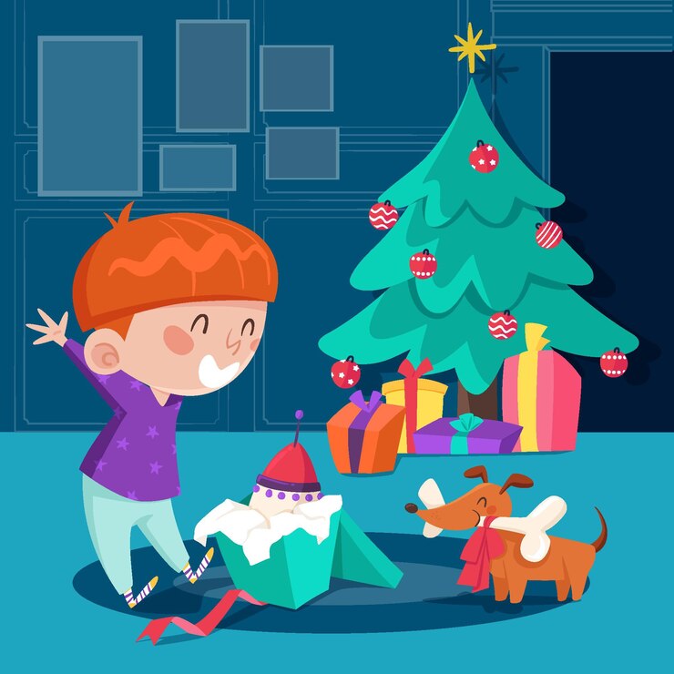 Vector gratuito escena de regalos de navidad
