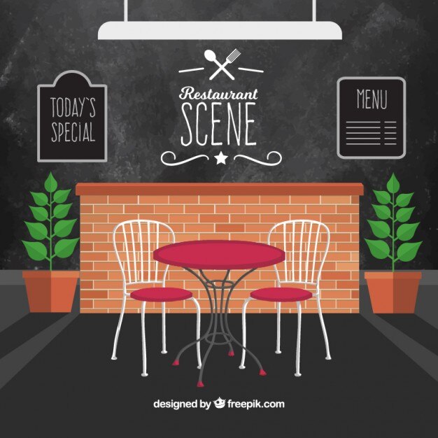 Escena de un restaurante en estilo vintage