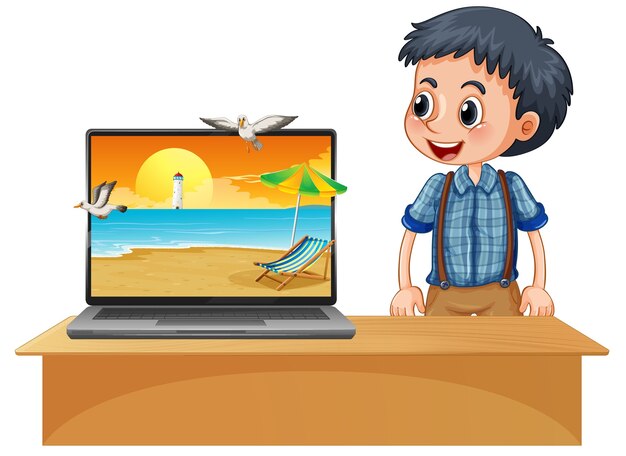 Escena de verano en el escritorio de la computadora