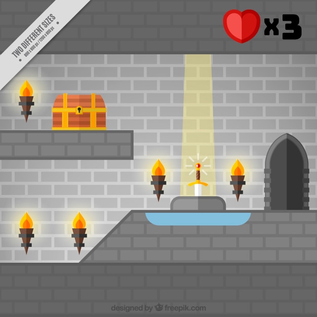 Vector gratuito escena del videojuego en un castillo de piedra