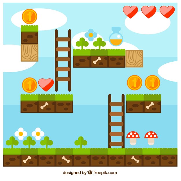 Escena de videojuego de plataforma 