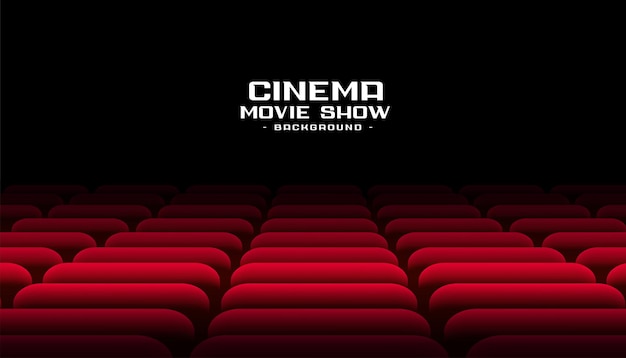 Vector gratuito escenario de cine con filas de asientos rojos