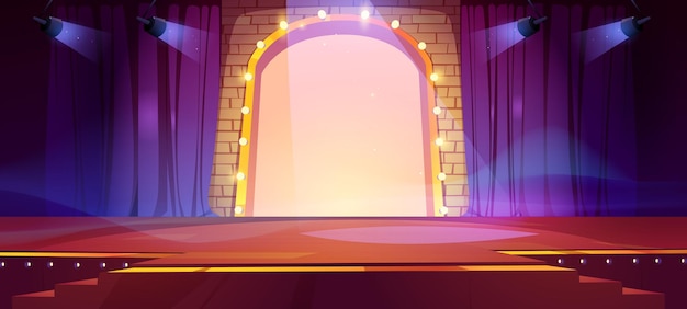Escenario para concierto o espectáculo con focos