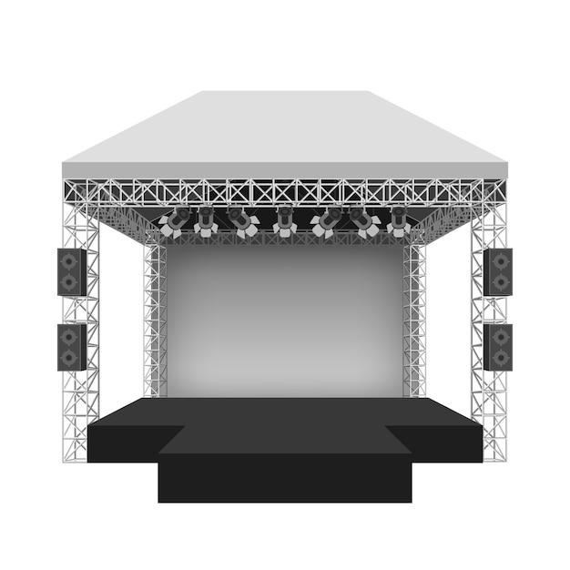 Escenario de conciertos de podio. Espectáculo de espectáculos de entretenimiento, escena y evento.