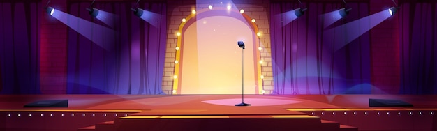 Escenario para un espectáculo o entretenimiento con micrófono.